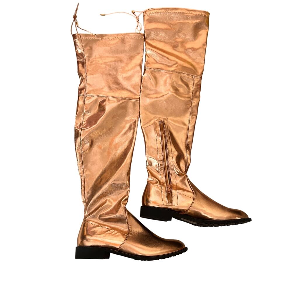 Rose Gold Metallic Knee High Riding Boots Sz 8 1/2